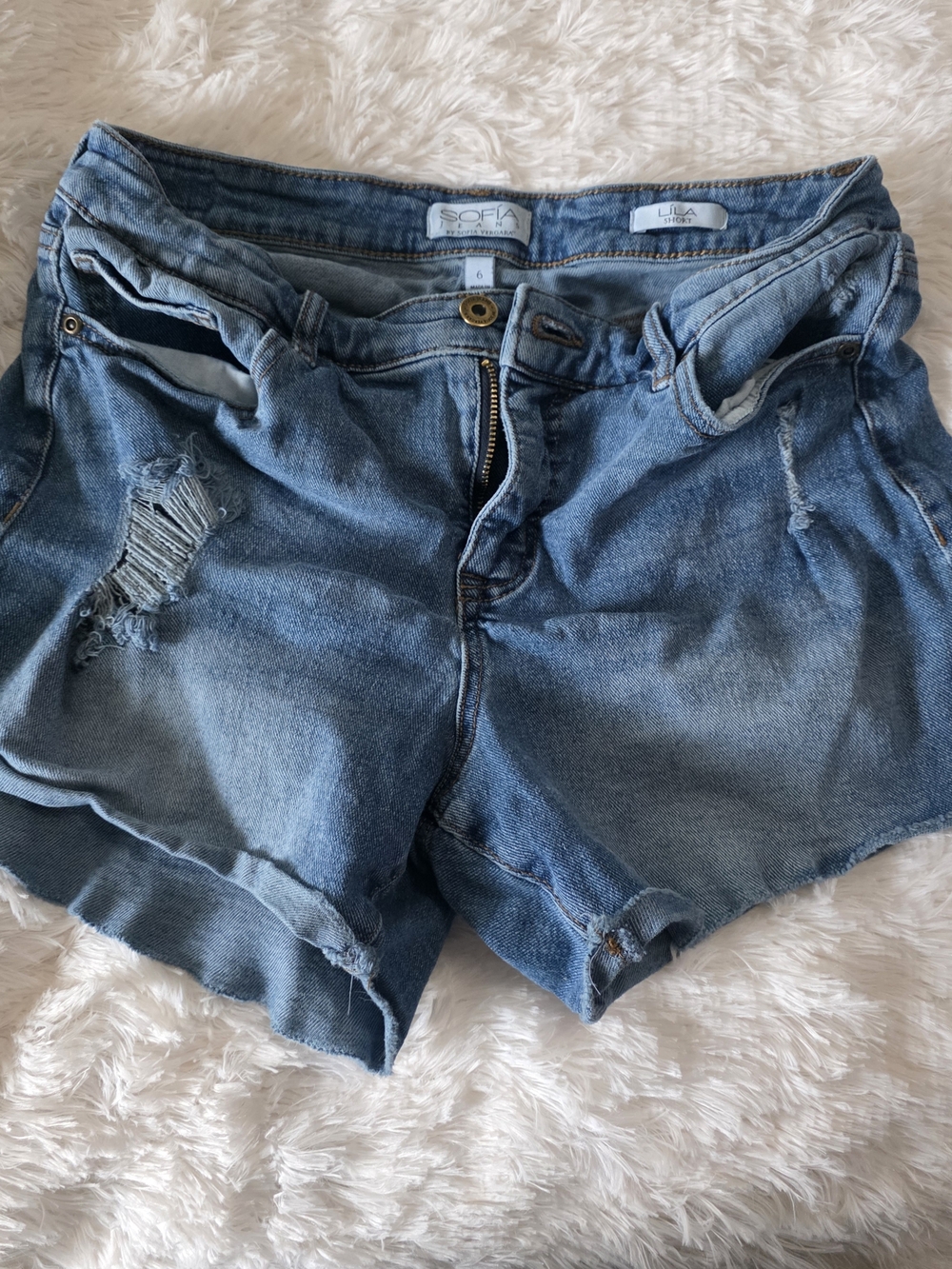 Jeans Blue Distressed Women's Denim Shorts